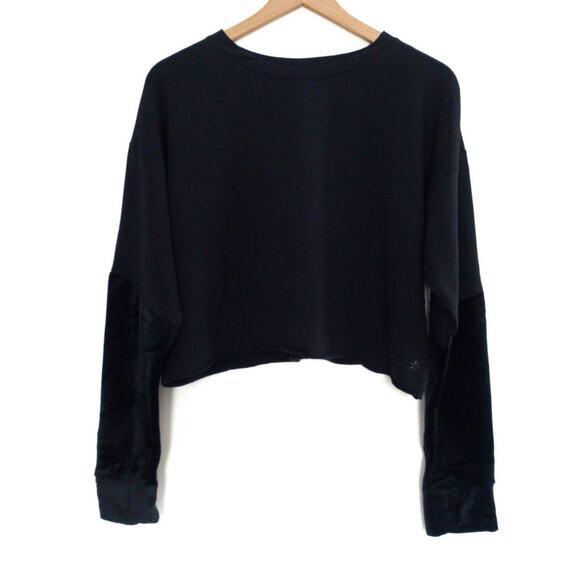 NWT Splendid Velvet Long Sleeve Cropped Sweatshirt - Medium - Picture 1 of 3